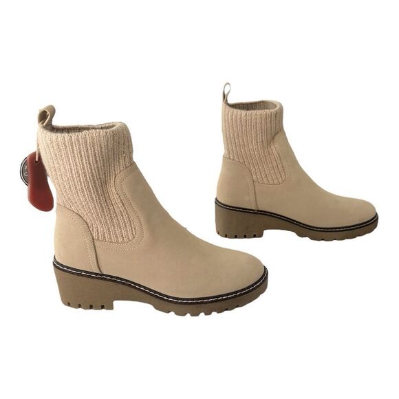 Mia Kara Knit Cuff Lug Sole Chelsea Boot Sand Tan Women’s Size 7 - Picture 4 of 14